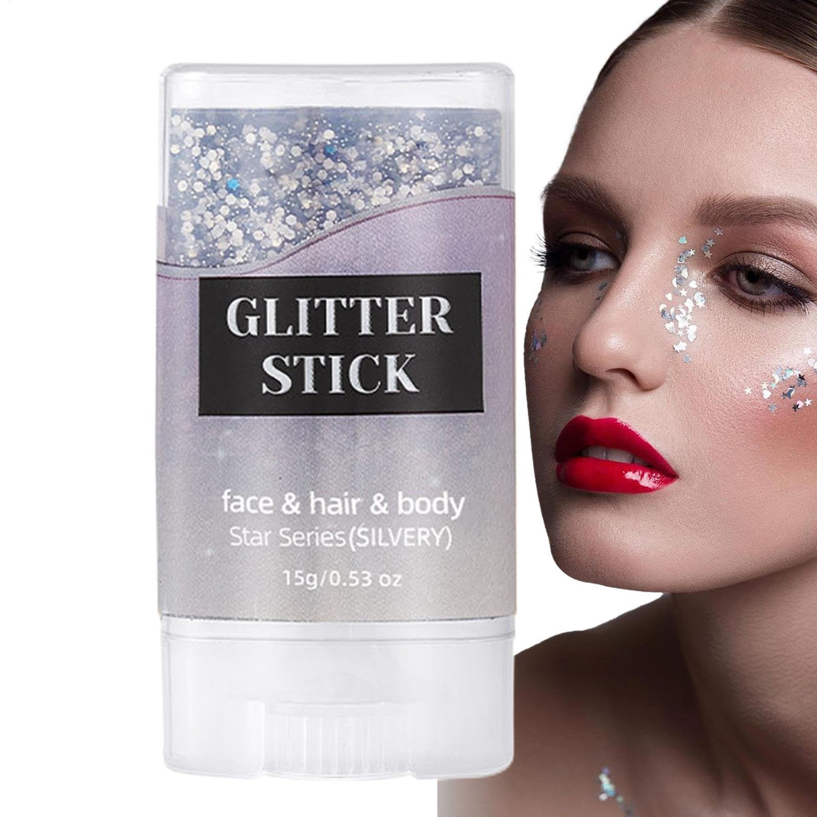 Glänzender Glitzerstift Schimmer Glitzerstift für Kleidung und Gesicht | Hautfreundlicher Vielseitiger Schimmer-Make-up für Bühne Schule Feier Partys Festlichkeiten Silber