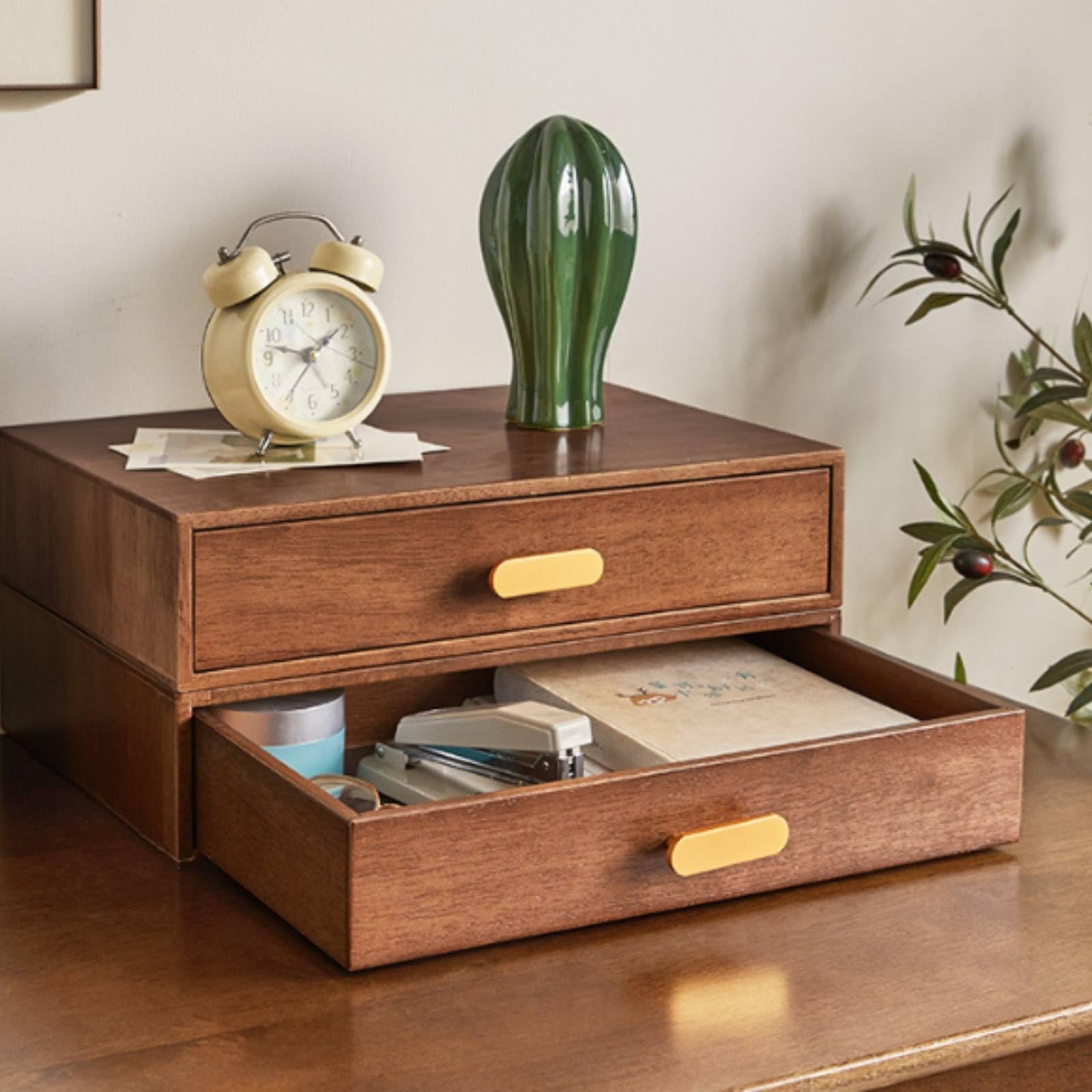 Desktop Storage Cabinet Cassettiera con Cassetto da Scrivania Contenitore in Legno con Finitura Piano Piatto per Sostegno Schermo Ordine Scrivania