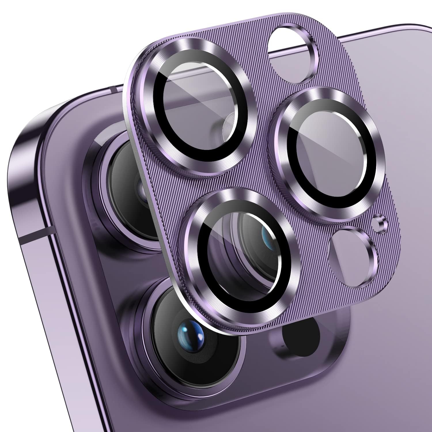 CLOUDVALLEY Camera Lens Protector for iPhone 14 PRO /14 PRO MAX Metal 9H Tempered Glass Lens Screen Protector Rings HD clear – PURPLE JOINT