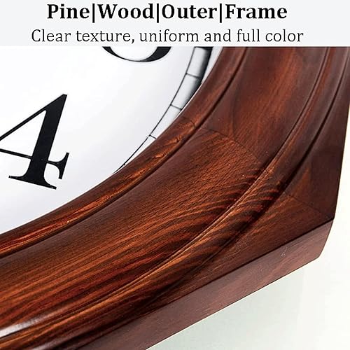 Miniatura 4 de Reloj de pared octágono retro de 16 pulgadas16.5 in, reloj colgante de cuarzo silencioso con marco de madera maciza y funciona con pilas para