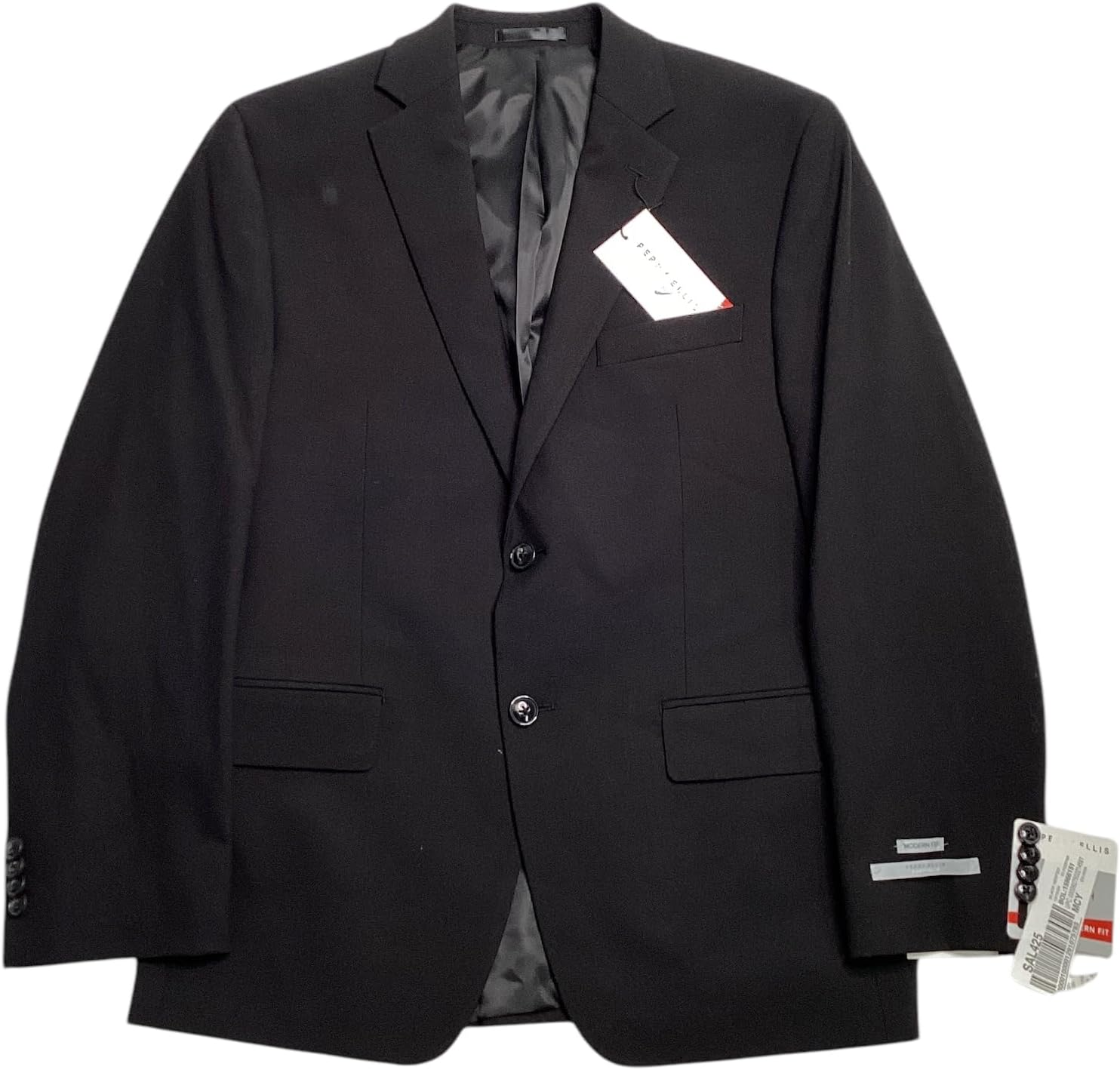 Perry Ellis Portfolio Mens Modern fit 2 Piece Suit 46 R / 39 Waist Black Stretch - Image 4