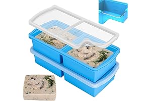 2-Cup Silicone Freezer Trays with Reinforced Steel Ring Top for Space-Saving Food Storage (2-Pack)