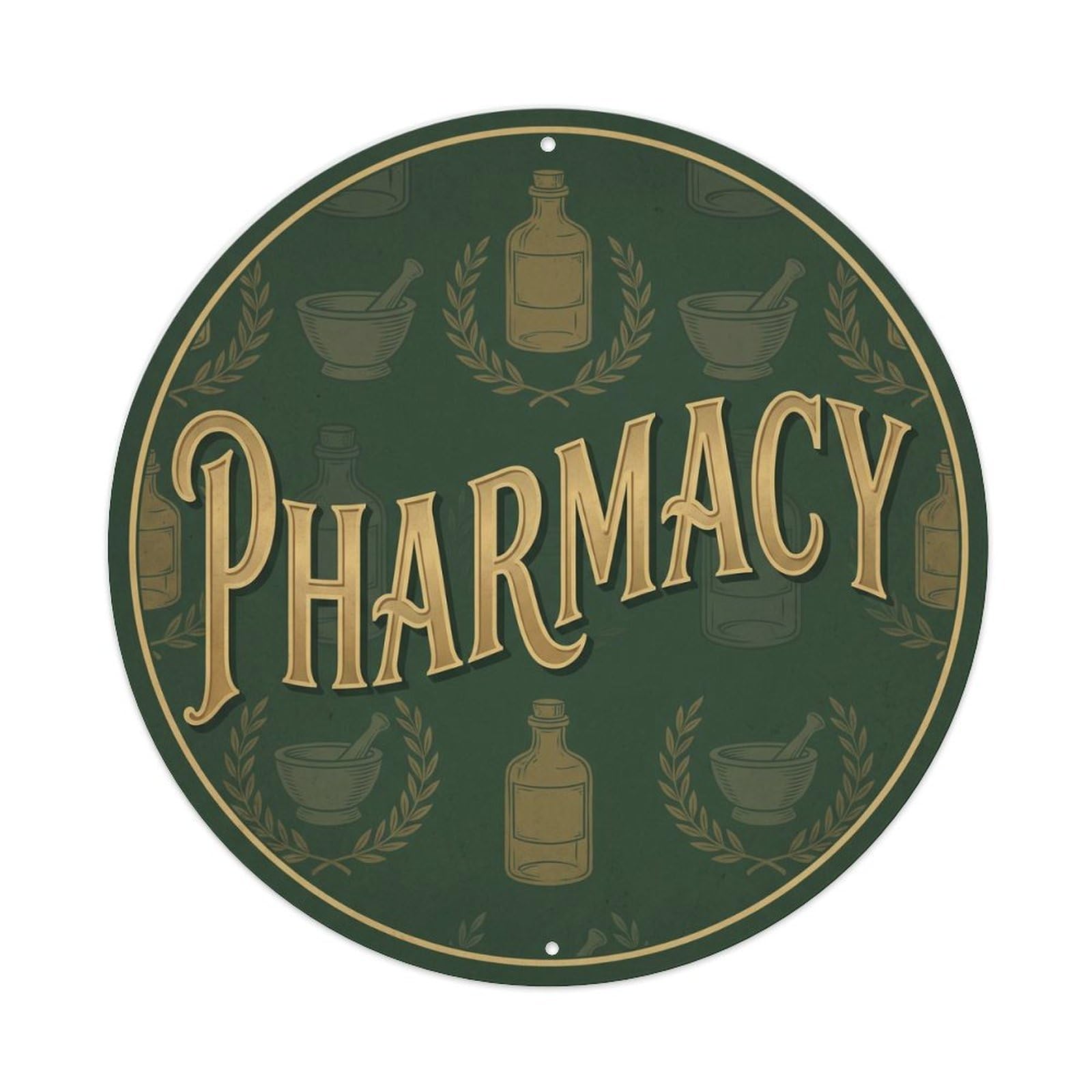 Metal Tin Sign Vintage Pharmacy Text Bottle