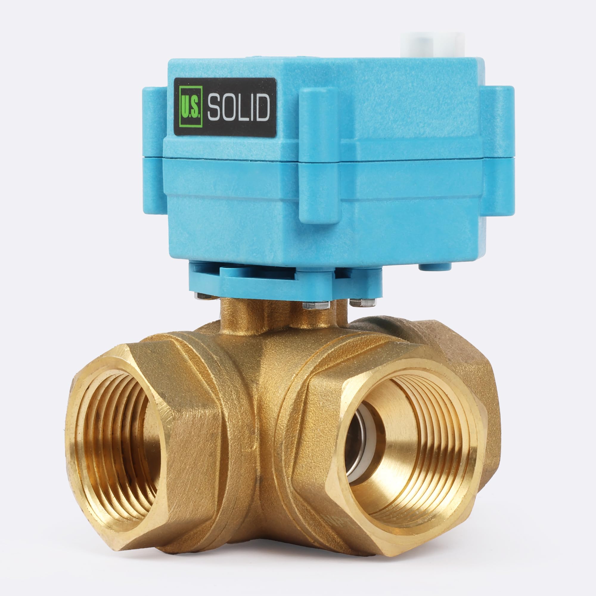 U.S. Solid 3 Wege Motorkugelhahn Messing Zonenventil - Kugelventil mit manueller Funktion - Hochbelastbarer vielseitiger T-Typ-Wasserabsperrhahn, Standardport(1", AC110-230V)