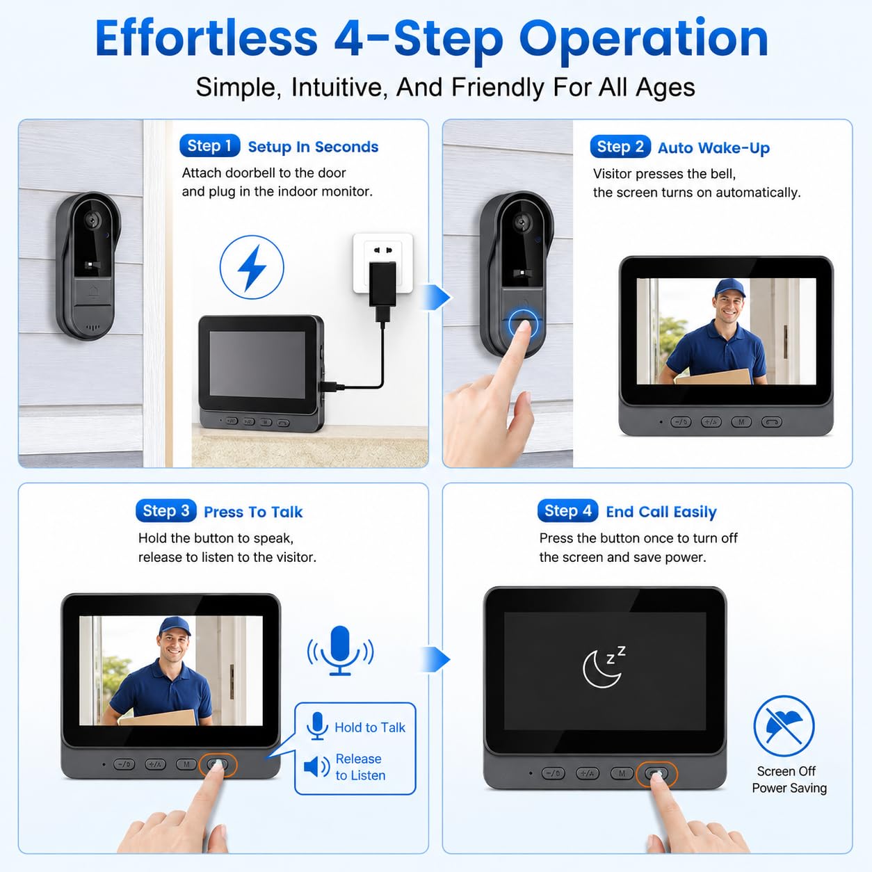 TKMARS Timbre Inalámbrico con Cámara para Exteriores IP67 Impermeable, Videoportero Inalambrico con 1080P Ultra Gran Angular de 170°, Video Portero con Pantalla IPS de 4,3 Pulgadas, sin WiFi ni App