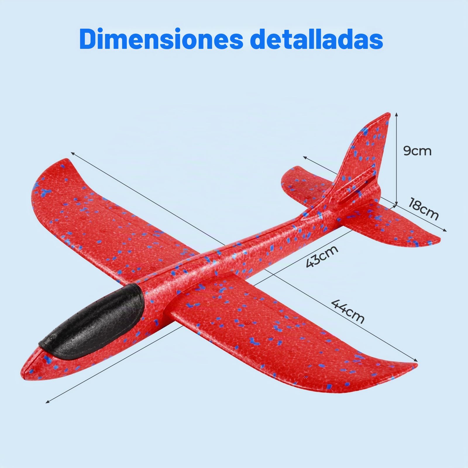 Hoiloie XXL 2 piezas 44 cm Avión de poliestireno para niños, Avión de poliestireno para niños, Avión lanzador con 2 modos de vuelo, Juego de avión para niños y niñas a partir de 3, 4, 5, 6, 7, 8, 9