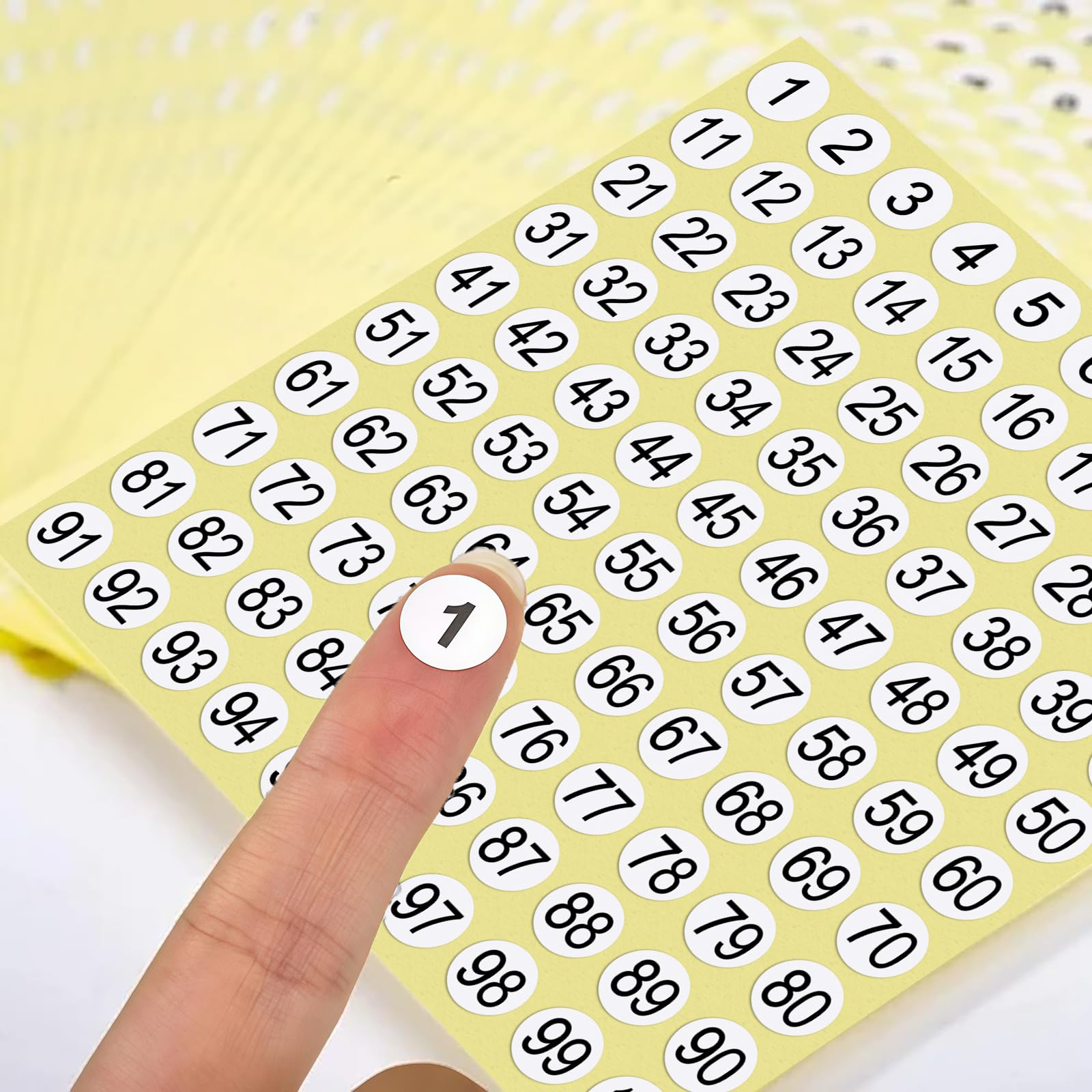 Naklejki z numerami, 50 arkuszy 1-100 okrągłych samoprzylepnych numerowanych naklejek małe cyfry etykiety, średnica 1 cm