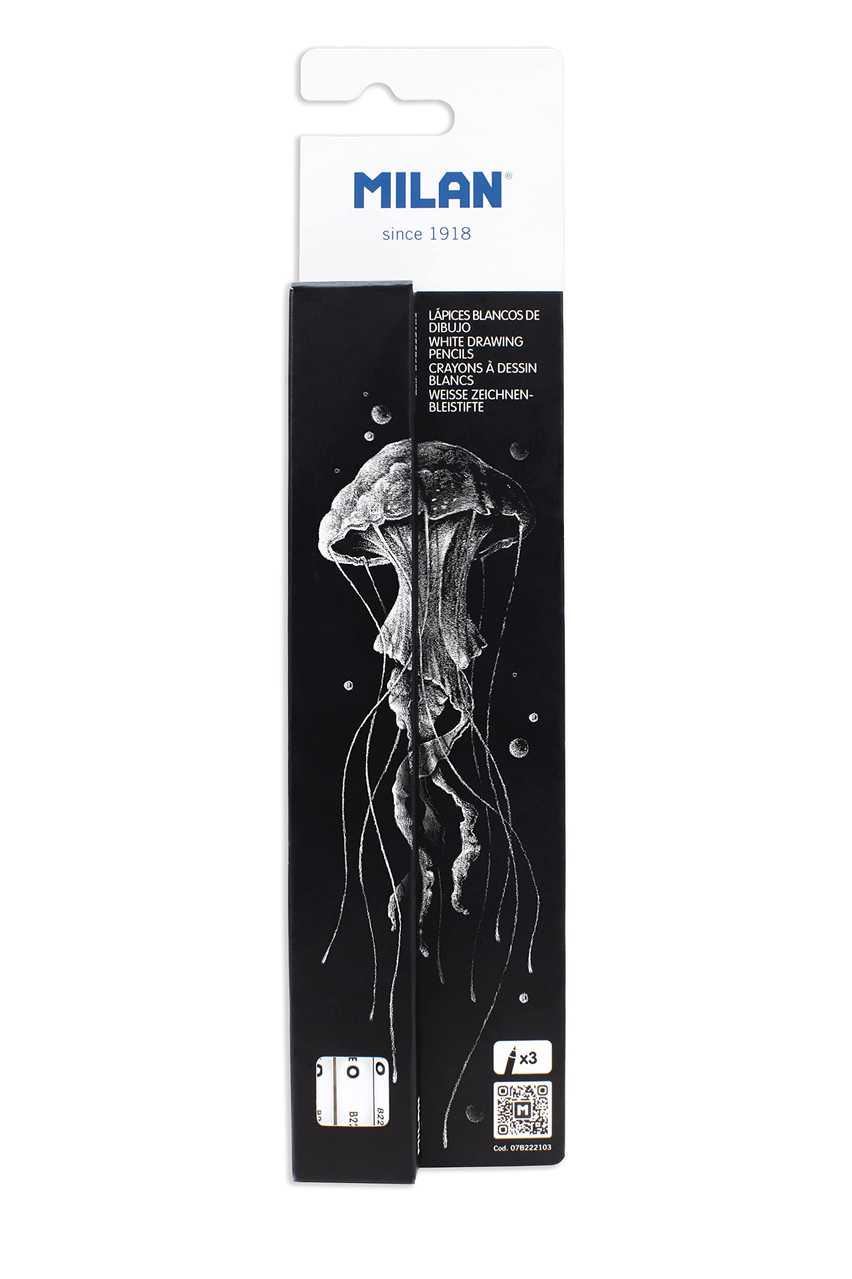 MILAN® Cardboard Blister with 3 Thick Lead Drawing Pencils, Diameter 4 mm