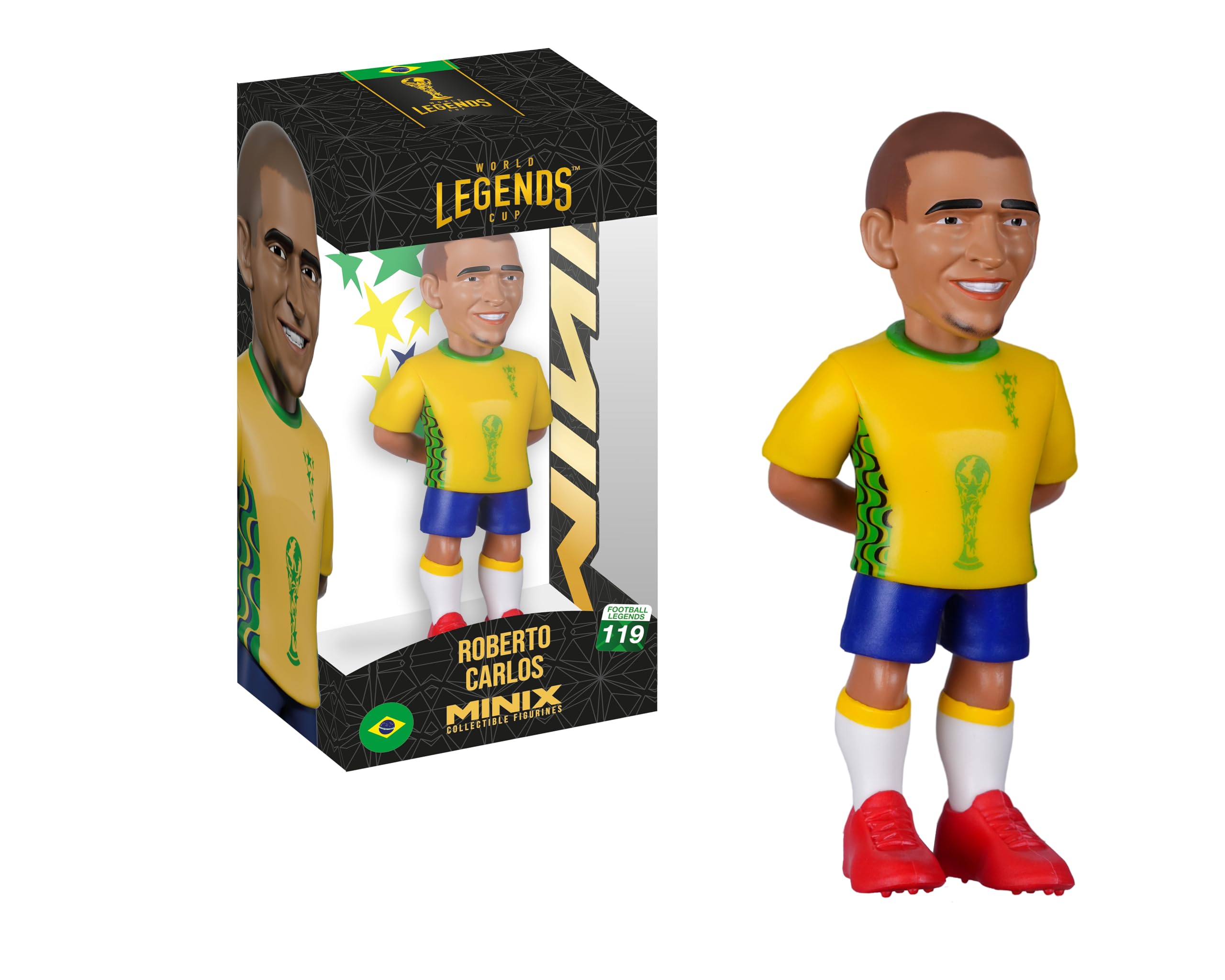 MINIX - Football Legends - Coppa del Mondo di Leggende #119 - Brasile - Roberto Carlos - Personaggio da collezione 12 cm
