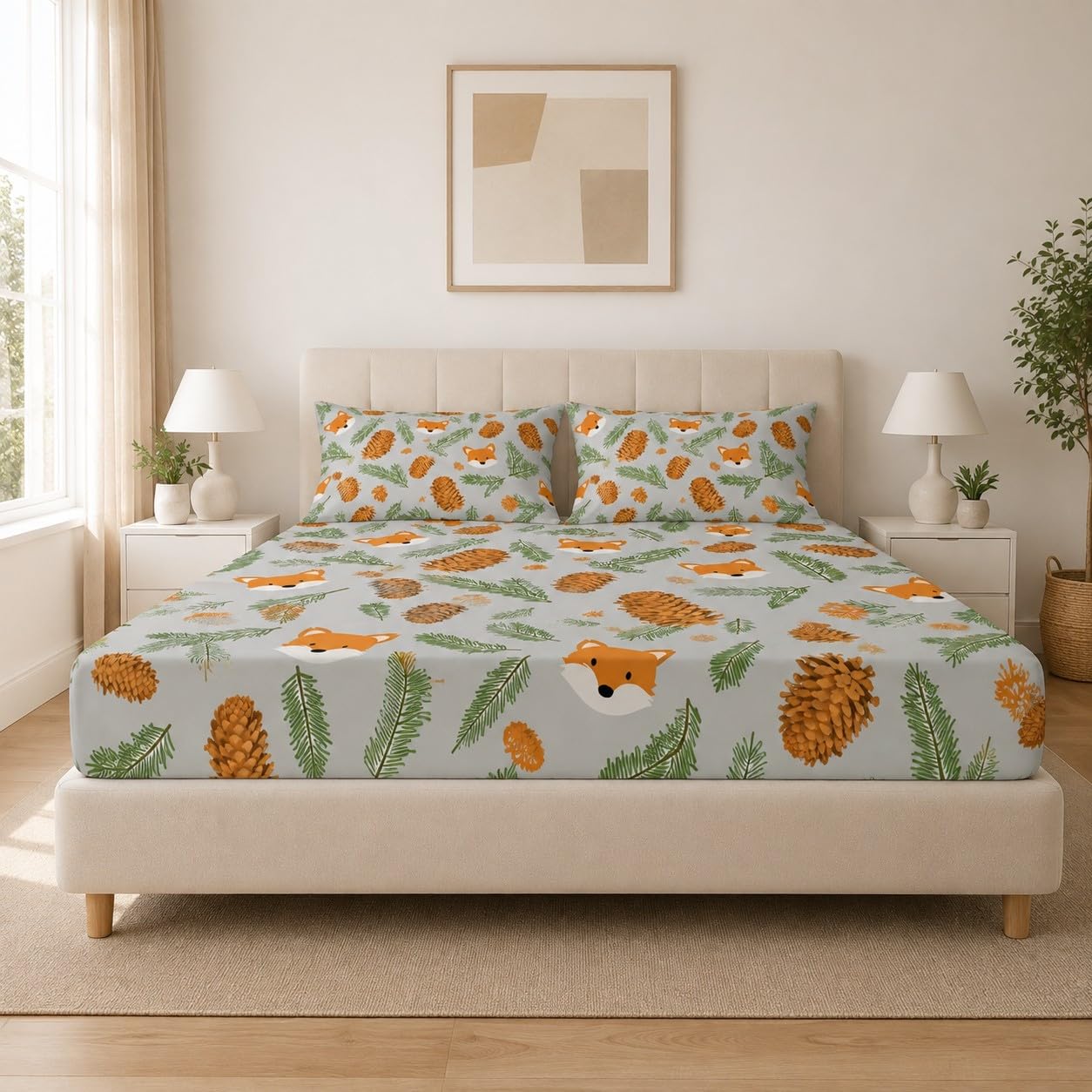 Lenzuolo con Angoli Matrimoniale Volpe Grigia 200x200 cm