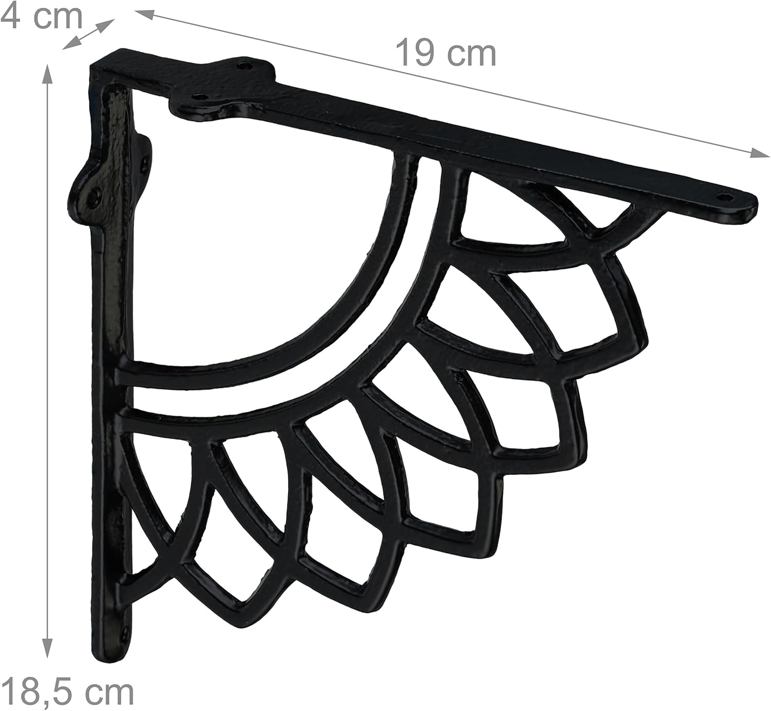 Relaxdays Set of 2 Cast Iron Mandala Antique Design Shelf Brackets Shelf Brackets Shelf Brackets Black