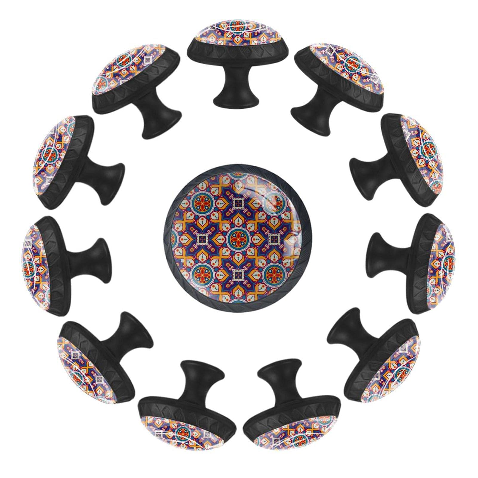 Boutons de tiroir ronds mandala motif ethnique 35mm pour décoration meuble