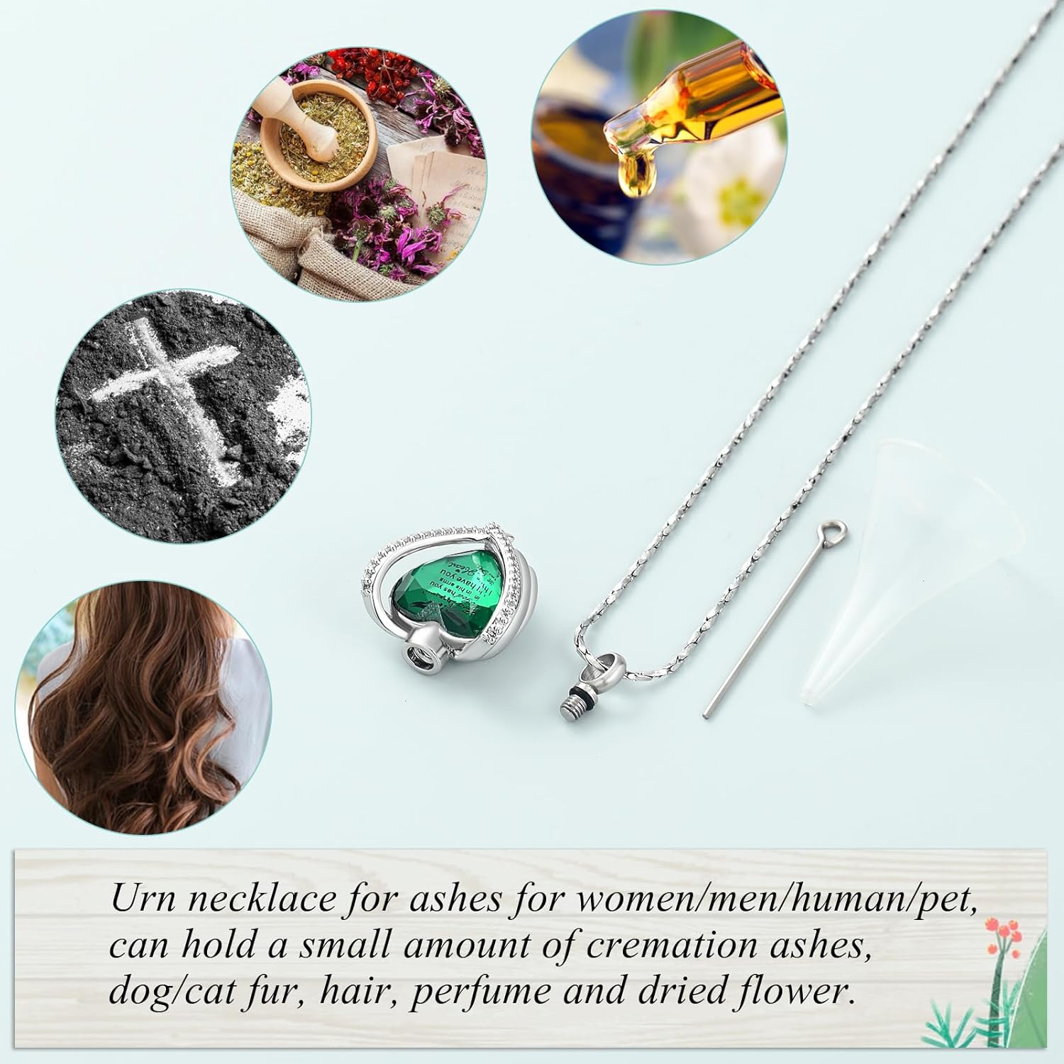Imrsanl Angel Wing Heart Urn Pendant Necklaces for Women Girls Crystal Birthstone Cremation Jewelry Urns for Human Ashes Memorial Locket Keepsake Jewelry - Image 5