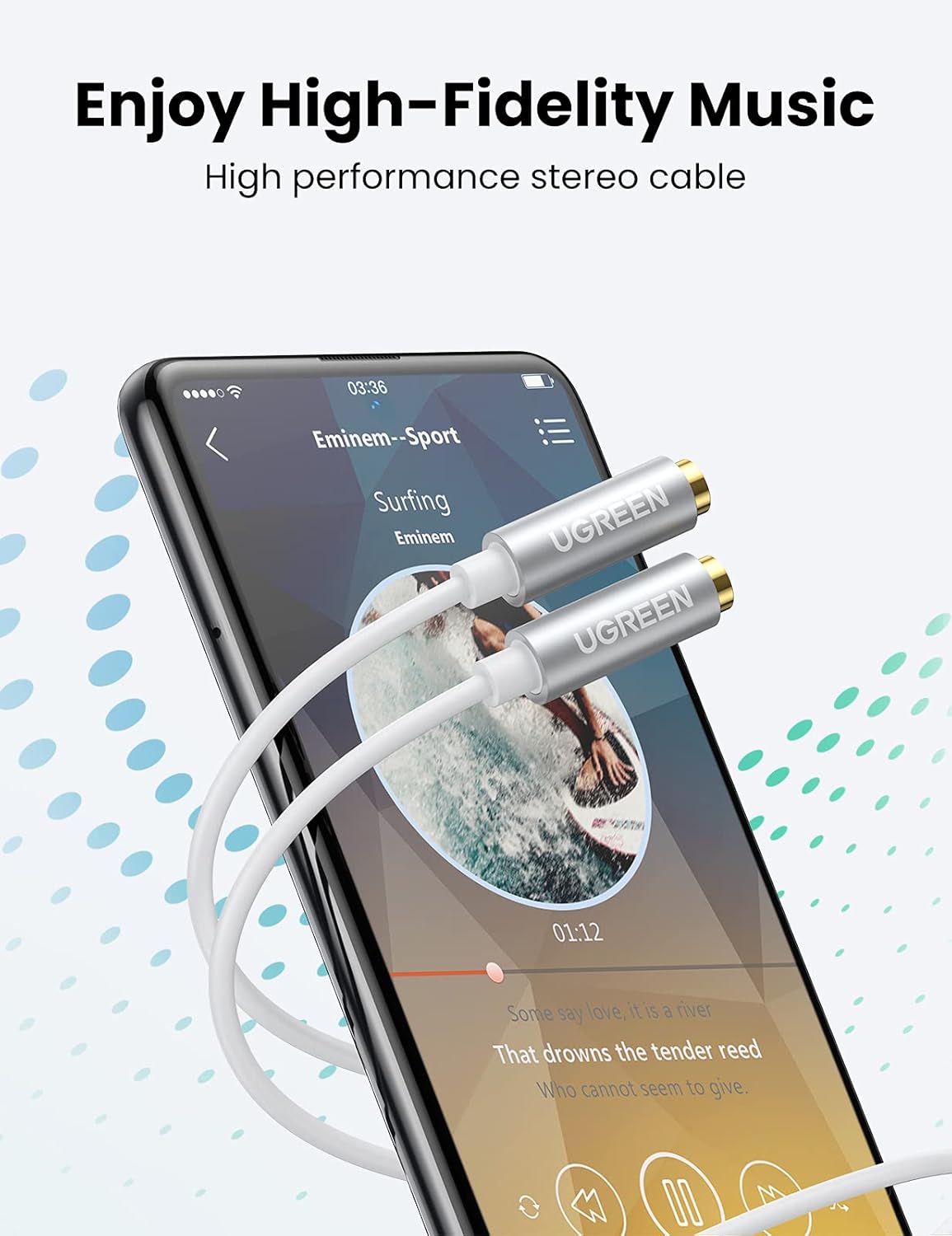 UGREEN Headphone Splitter 3.5mm Audio Stereo Y Splitter Extension Cable Male to Female Dual Headphone Jack Adapter for Earphone Headset Compatible with iPhone Samsung Tablet Laptop White : Electronics