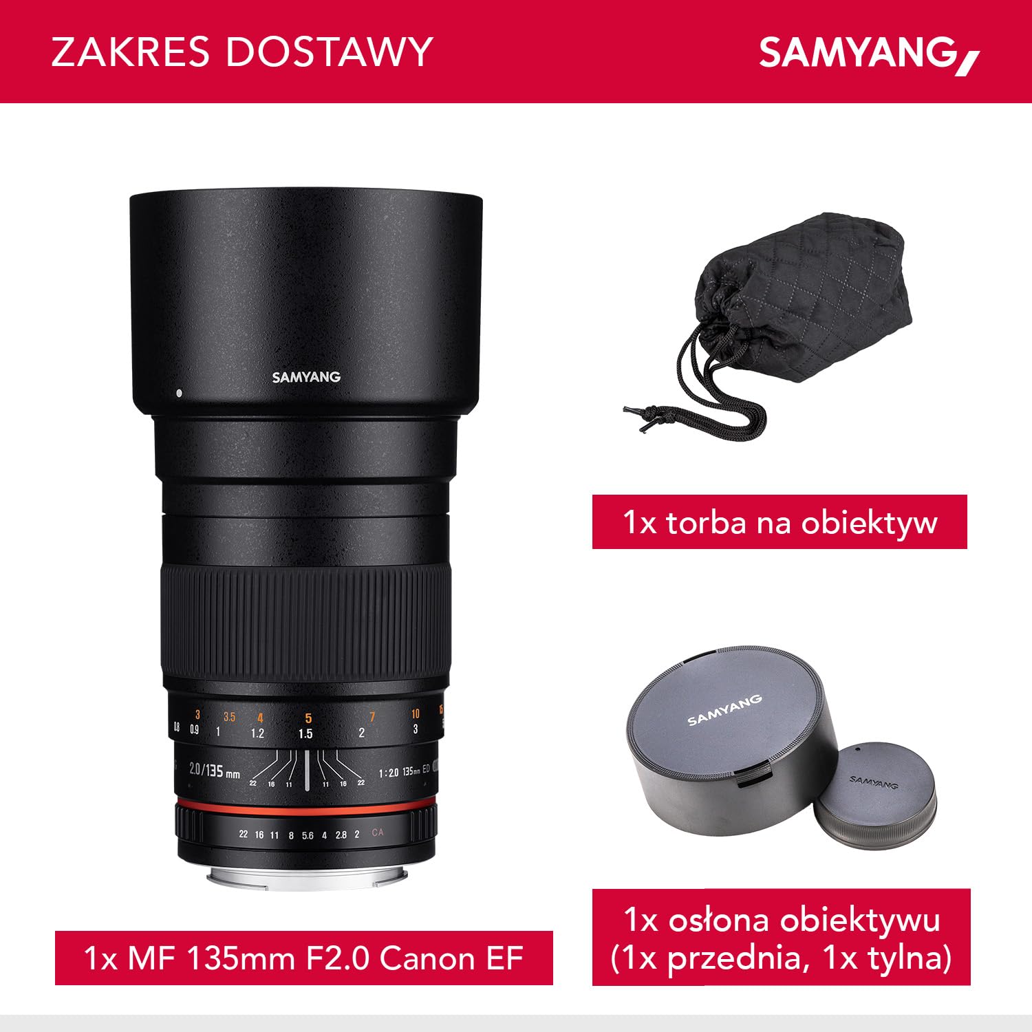 Samyang F 2.0 Ed Umc 7493 Obiektyw, Czarny, 135 mm