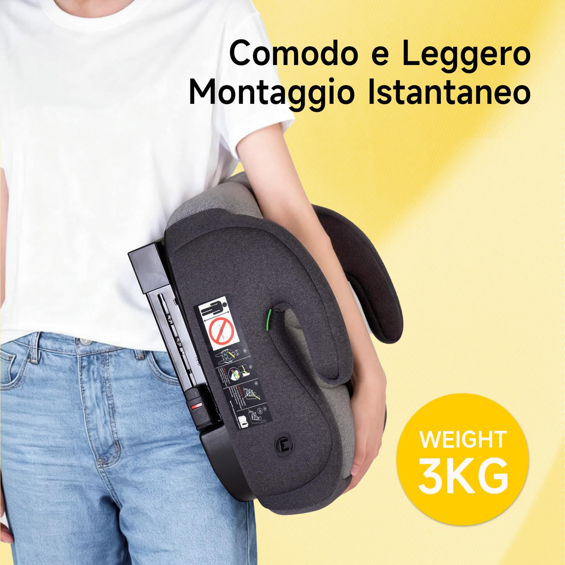 Jovikids Alzador Coche Niño ISOFIX, ECE R129, Silla Coche Grupo 2 3, Asiento Elevador coche para Bebé de 125-150cm (de 6 a 12 años), Espuma Adicional (Negro)