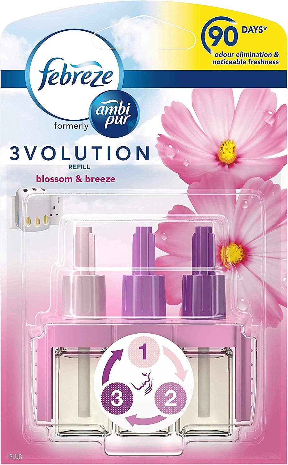 Febreze 3Volution Plug In Air Freshener Refill, 20ML X 7, Odour Eliminator & Bathroom Air Freshener, Exotic Bloom