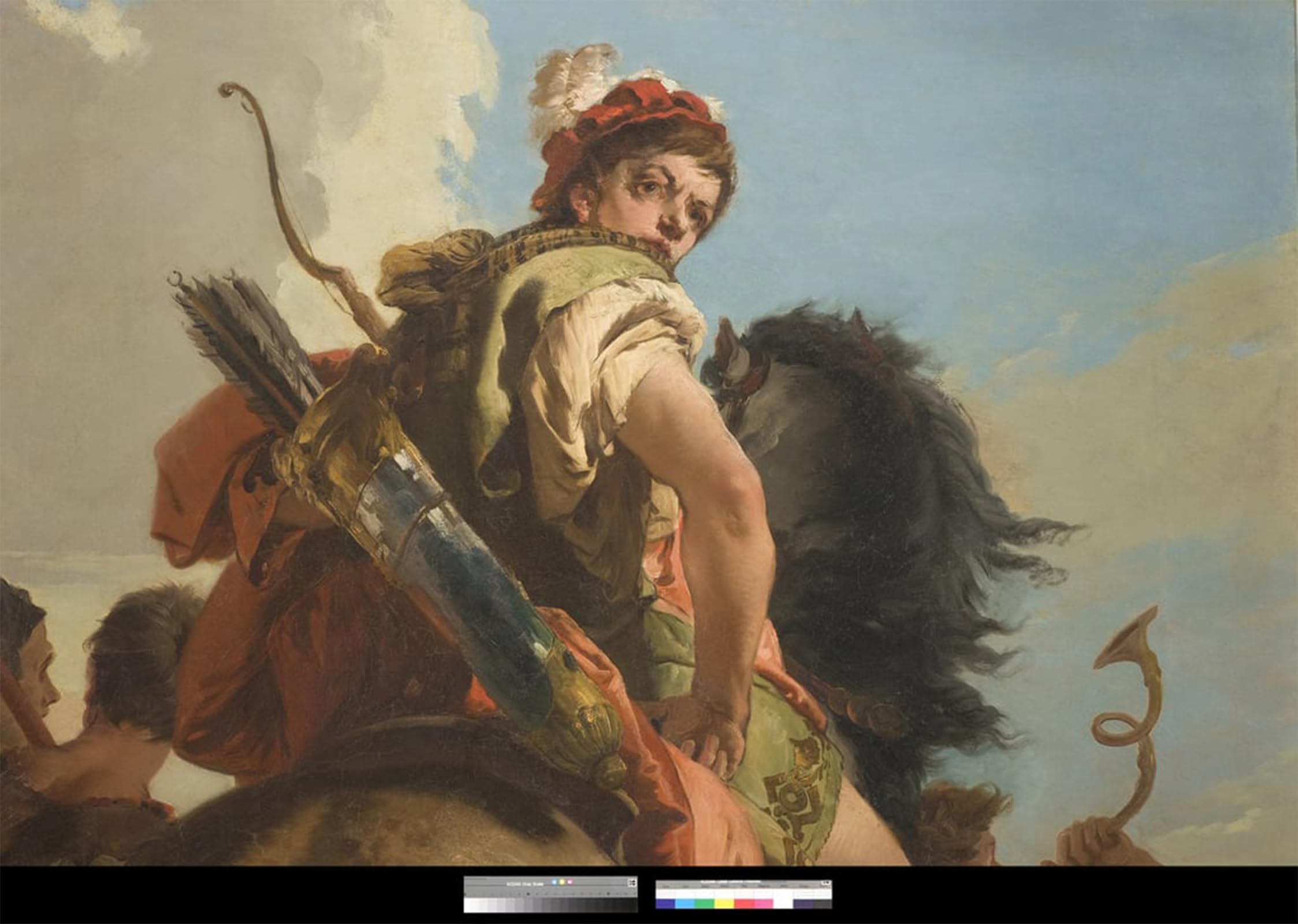 SERENDIPITP Vintage Picture Print on Canvas Wall Art Poster Hunter on Horseback by Battista Tiepolo Artwork Print Poster for Wall Decor 60x90cm