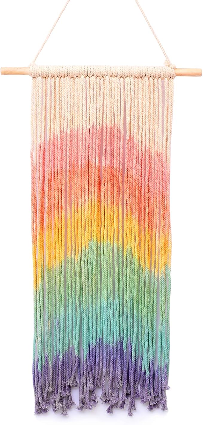 Simpkeely Macrame Wall Hanging, Rainbow Colorful Handmade Woven Cotton Wall Ar