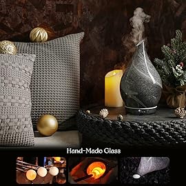 Porseme 280ml Essential Oil Diffuser Glass Color Changing Aroma Air Diffusers Aromatherapy Ultrasonic Cool Mist Humidifier 7 Running Hours Waterless Auto-Off for Sleeping, Yoga, Office, Spa (Obsidian)