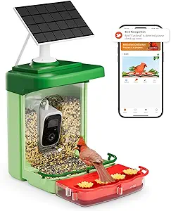 Smart Bird Feeder with Camera Solar Powered 2 in 1, Only 2.4G WiFi Compatible, No Subscription AI Bird Recognition, Hummingbird Feeder Camera, Outdoors Birdwatching Gift for Birds Lovers asin的图片