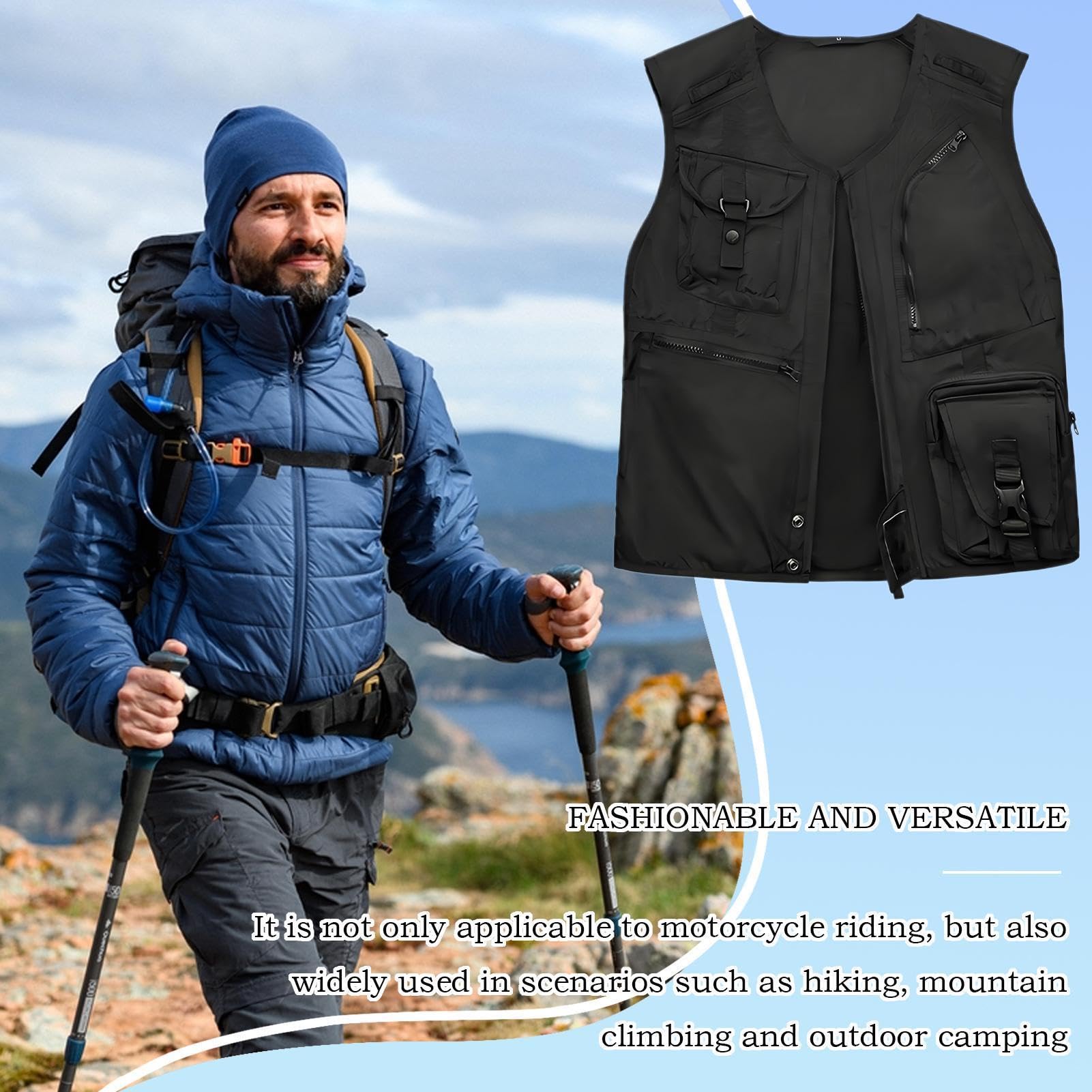 Gilet de moto pour homme Équipement de sécurité respirant et résistant à | Gilet Conduite Moto Tenue Et Équipement D'Extérieur Trajet Urbain Aventure En Plein Air Randonnée Alpinisme
