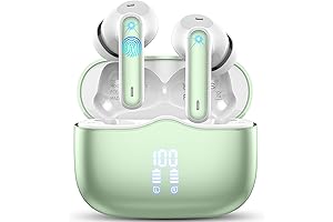Wireless Green Earbuds: Bluetooth 5.3 with 40 Hour Battery Life