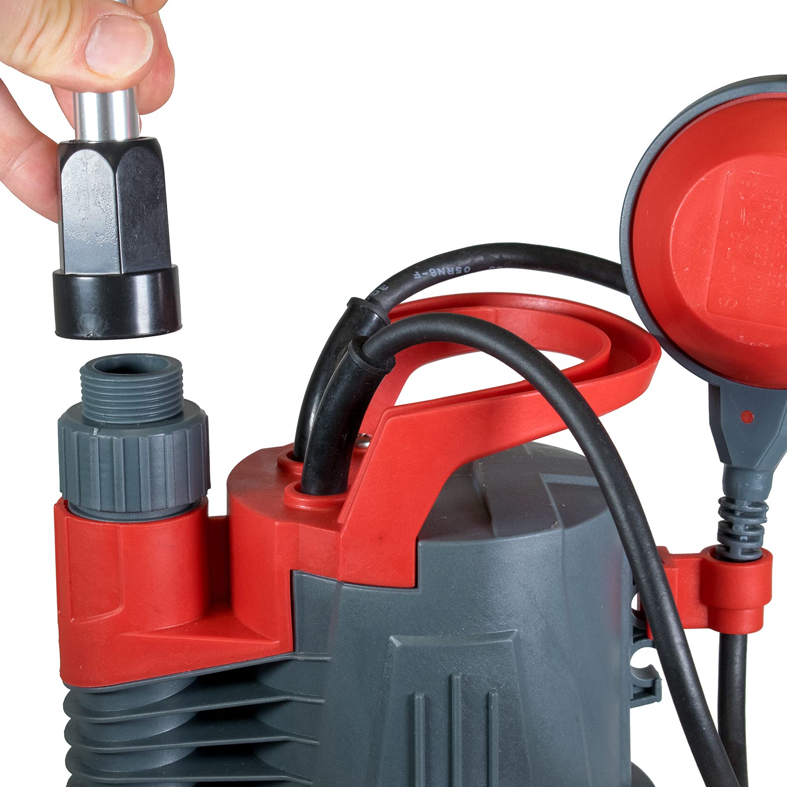 MAUK® Regenfasspumpe 350W 5000 l/h | Tauchpumpe mit integriertem Schwimmer, Wasserhahn, Schlauchanschluss & 10m Kabel | flachsaugend für Gartenbewässerung & Schmutzwasser | Förderhöhe 11m