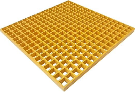 2x2 Fiberglass Molded Grating - 1.5x1.5x1.5 Fiberglass Bar Grille Plate, Heavy Duty FRP Industrial Square Grate Panel for Car Wash, Decks, Stairs, and Garage
