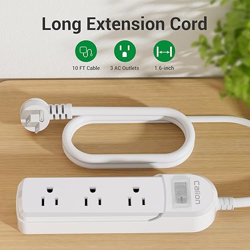 Miniatura 4 de Regleta de alimentación para exteriores, impermeable, IPX6, protector de sobretensiones con cable de extensión de 10 pies, 3 salidas amplias,