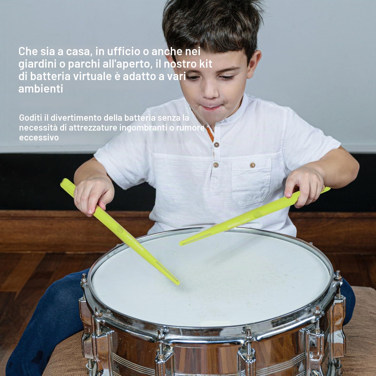 Bacchette per Batteria Ad Aria, Set per Batteria Elettrica Portatile Kit per Batteria per realtà Virtuale con Bacchette, Pedali, Set per Batteria Elettronica Pratica per Bambini