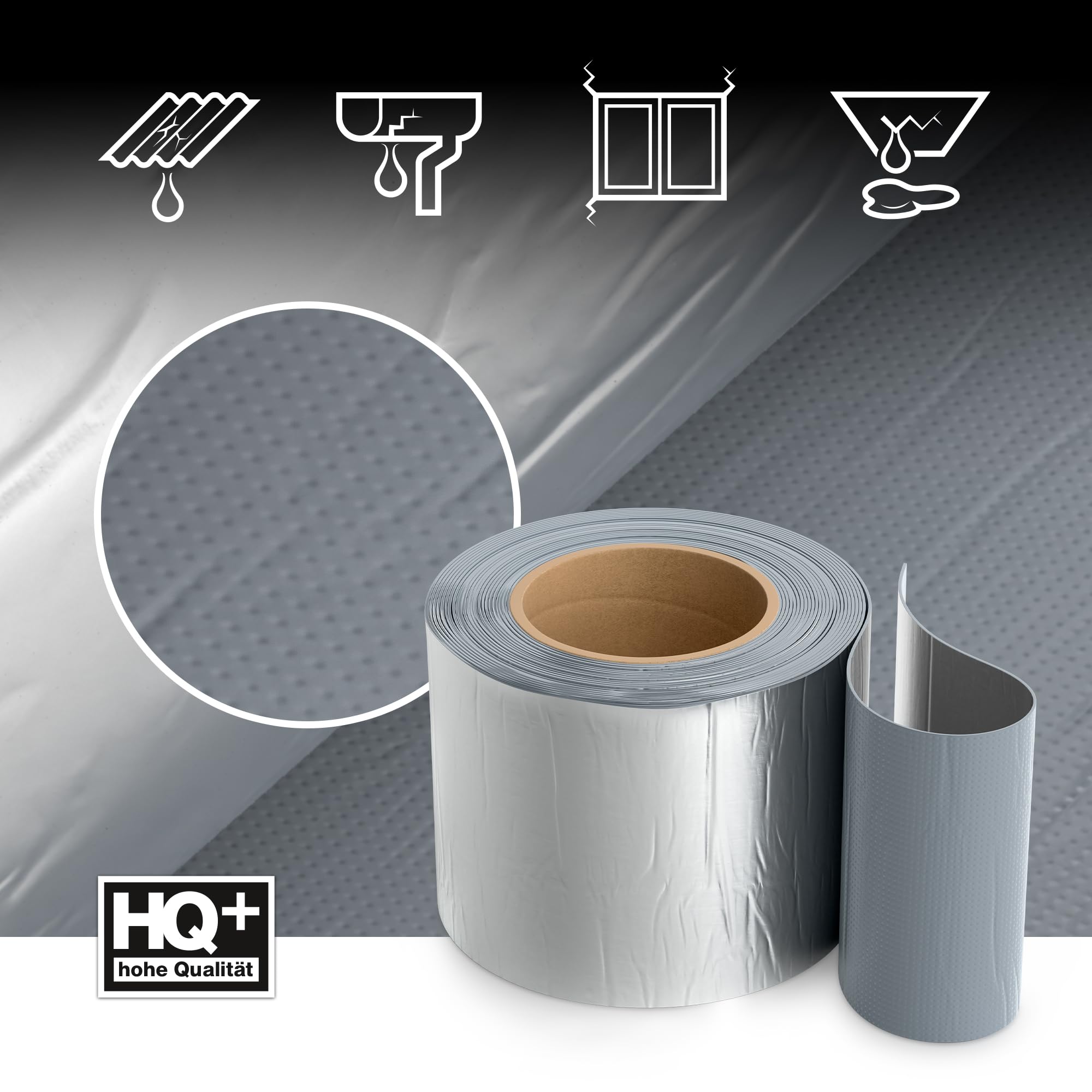 Isolbau Cinta de reparación de butilo – Antracita, 100 mm x 10 m – Cinta impermeabilizante para techo, agujero, tubo, autocaravana – Protección impermeable contra la corrosión y la radiación UV –