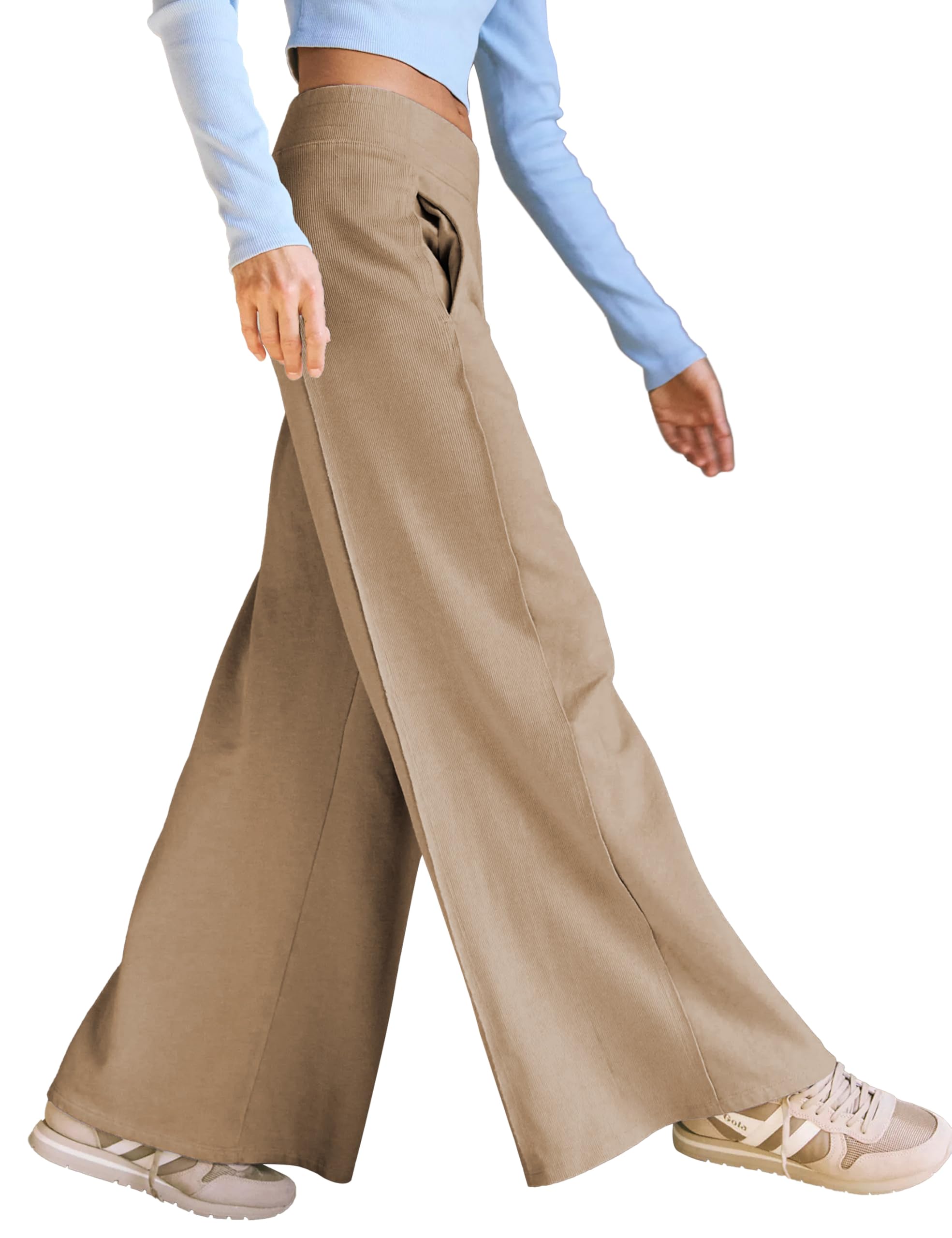 Womens Wide Leg Sweatpants Casual Elastic Waist Pants Loose Comfy Lounge Palazzo Trouser with Pockets