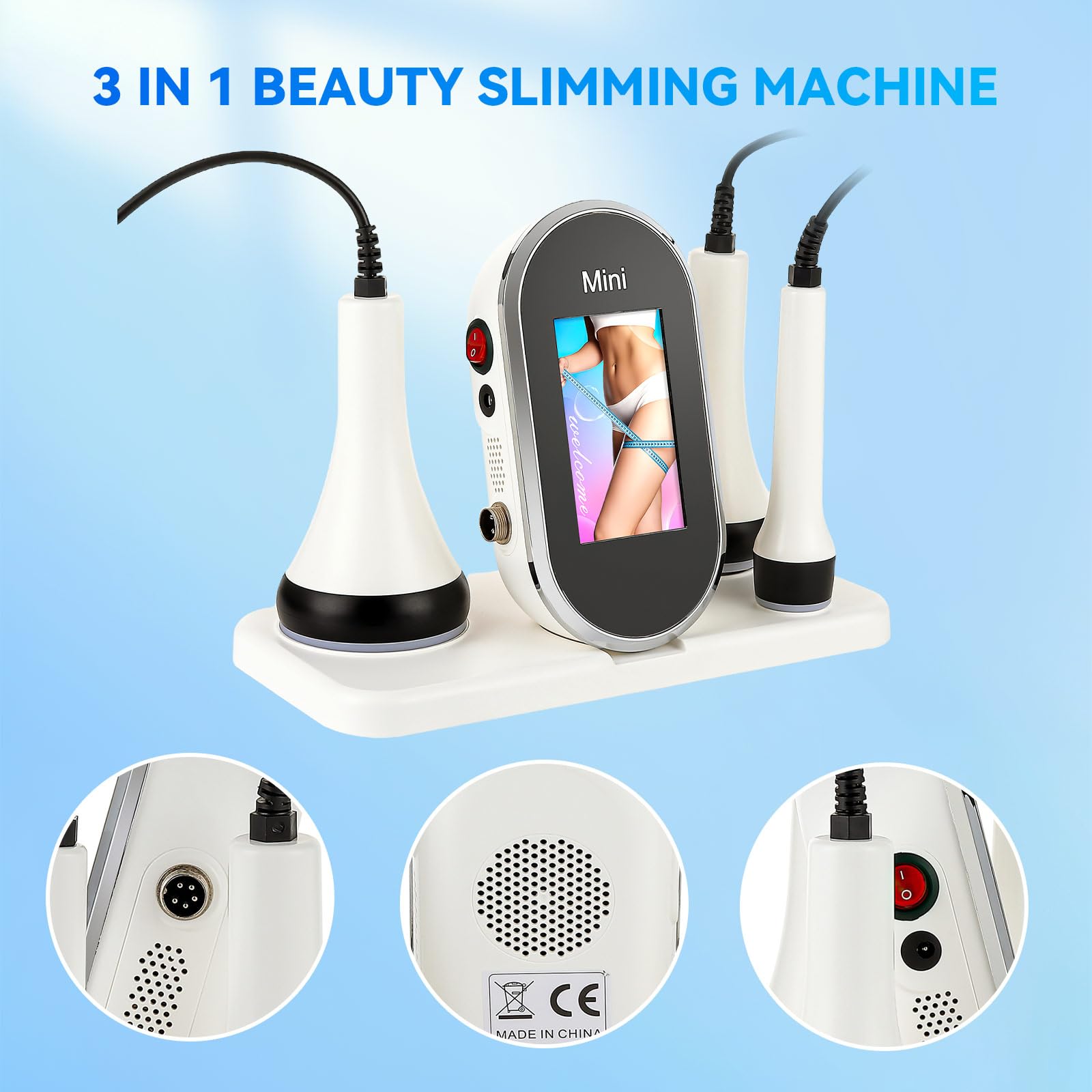 40 K Massaggiatore Anti Cellulite Apparato dimagrante, Lipocavitazione Radiofrequenza 4 in 1, Corpo dimagrante macchina, Macchina di bellezza del viso, per il viso, i braccia, l'addome (B-3 in 1)