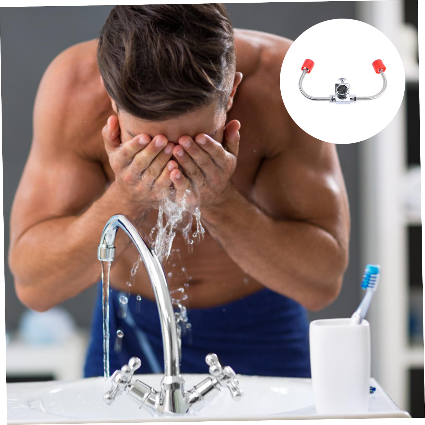 STOBAZA Lavaojos De Emergencia Con Boquilla Doble Para Lavabo, Montaje Grifo De Acero Inoxidable 304, Rotación 360°, Estación Portátil Para Lavado Ocular Hogar y Laboratorio