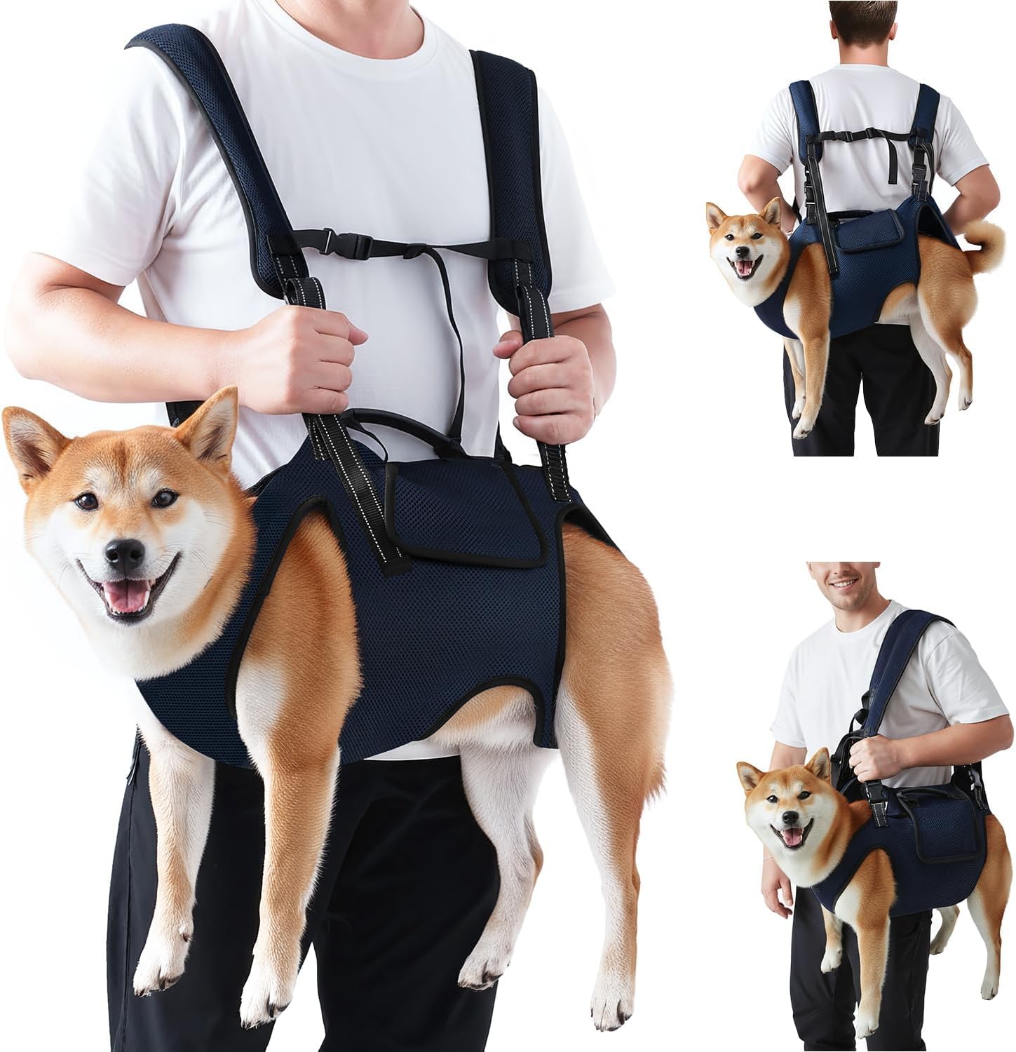 Nasjac Imbracatura per cani – imbracatura per il trasporto del cane, imbracatura a corpo intero con cinghie regolabili e manico, supporto traspirante kit di salvataggio di emergenza per anziani feriti