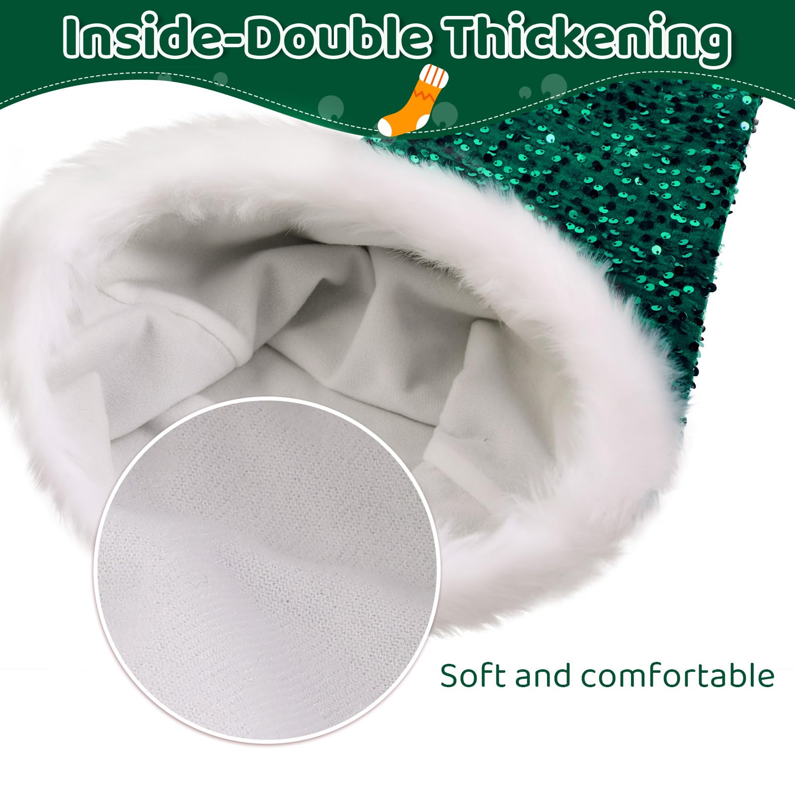 KONVINIT Cappello di Natale per Adulti con paillettes,Caldo Cappelli di Natale, Cappello di Babbo Natale,Cappello X-Mas per Natale Decorativo Cappello Natale Per uomo e donna