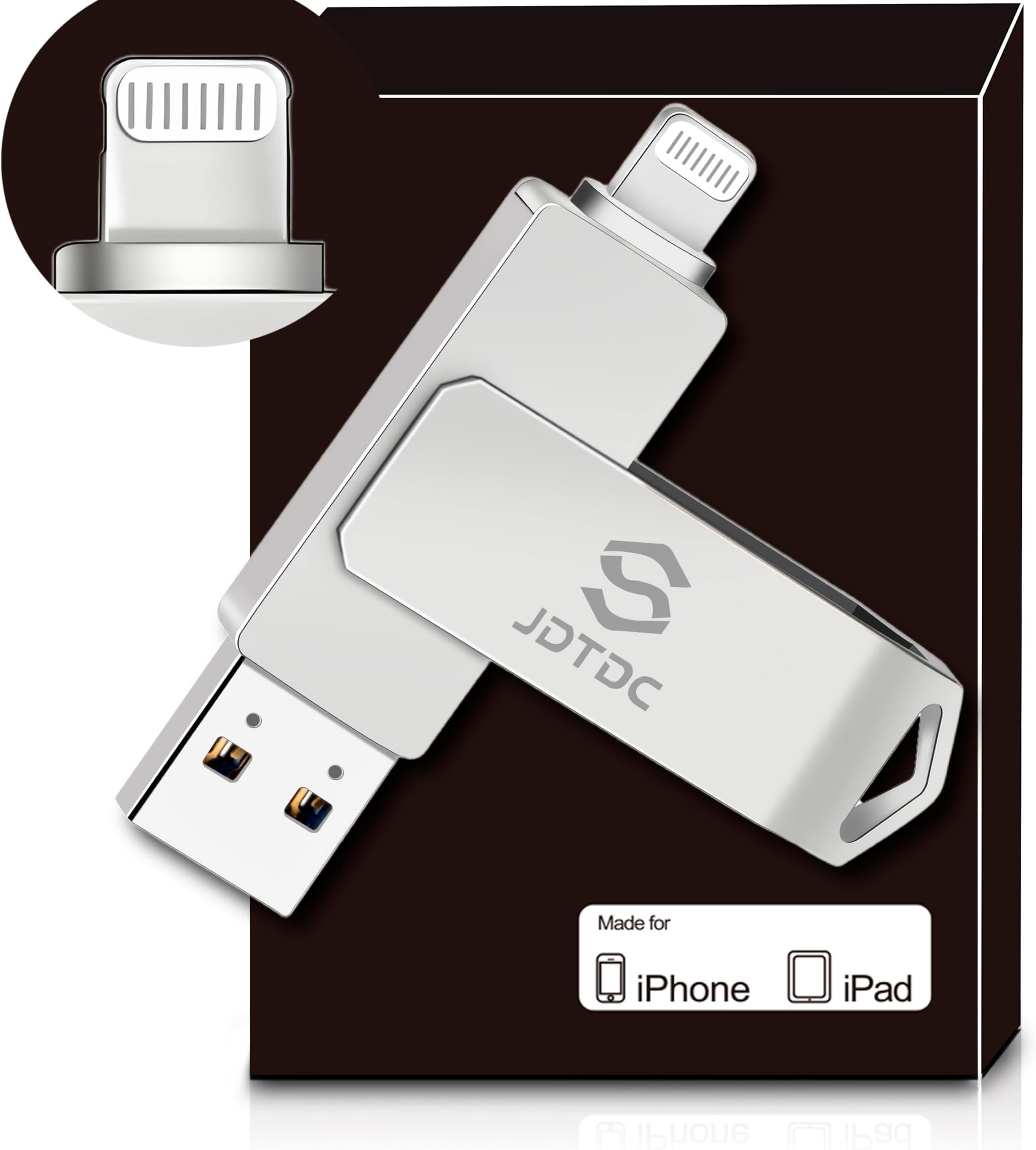 Apple MFi Certified 128GB iPhone Photo Stick iPhone Memory iPhone USB Storage for Photos Videos Contacts iPhone USB Flash Drive Memory for iPad External iPhone Storage iPhone Thumb Drive for iPad
