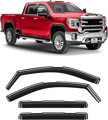 Voron Glass - Protectores contra la lluvia en el canal extra duraderos para GMC Sierra 2500HD3500HD 2020-2026 de 2 filas y 4 puertas, deflectores de