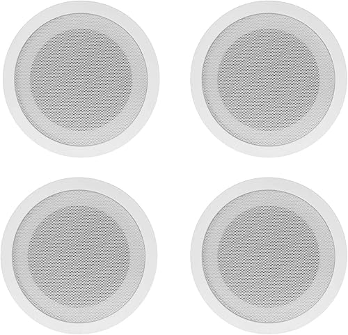 Miniatura 4 de Rockville Paquete RCS80-1 Amplificador comercial Bluetooth de 60 vatios 70 V con entradas USBSDFMMic, (8) CCL5T Blanco 5 en 70 V altavoces de techo