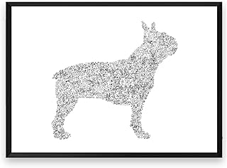 Boston Terrier print with doodles inside the portrait | Plenty of details about the dog breed | hard to find gift black and white illustration art poster