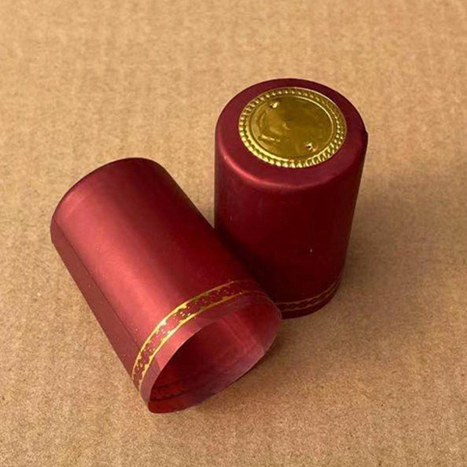 100 Piezas Cápsulas Botella Sellos Termoretráctiles Cubiertas Termoselladoras Tapas para Botellas con Corcho PP Adecuadas para Vino, Rojo, Individual