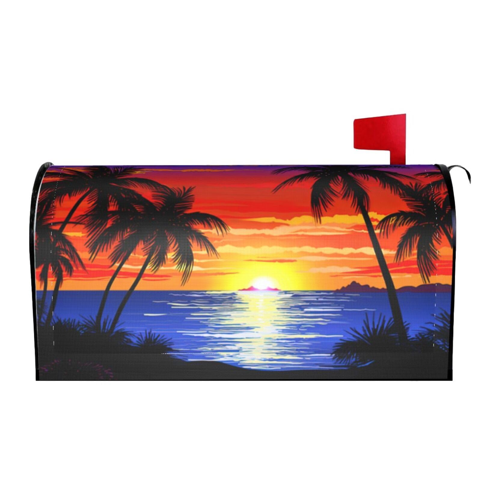 Blossom Floral Palm Trees at Sunset 01 Mailbox Covers Magnetic Wraps Post Letter Box Cover Garden Home Decor