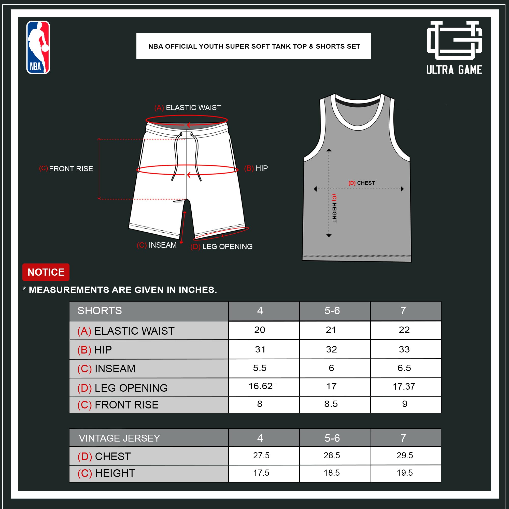 Ultra Game Juego de 2 Piezas de 2 Piezas para niños de la NBA Official Super Soft Tank Top & Shorts
