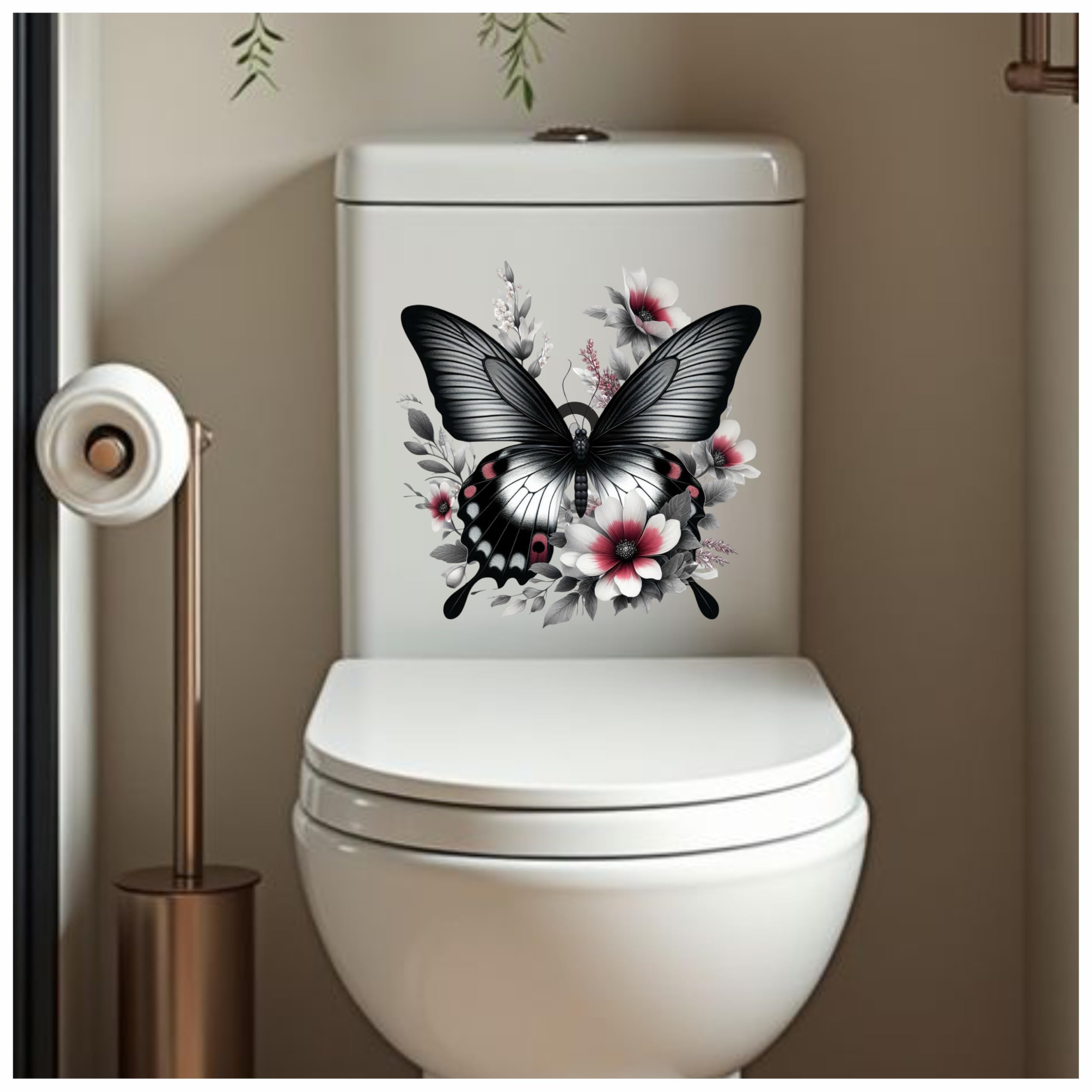 Black Swallowtail Butterfly Toilet Seat Lid Decals, Non Transparent, Cover Marks, No Unsightly Film, No White Edges, 21cm Tall, Weatherproof, Multi Purpose Pretty Butterflies Vinyl Stickers