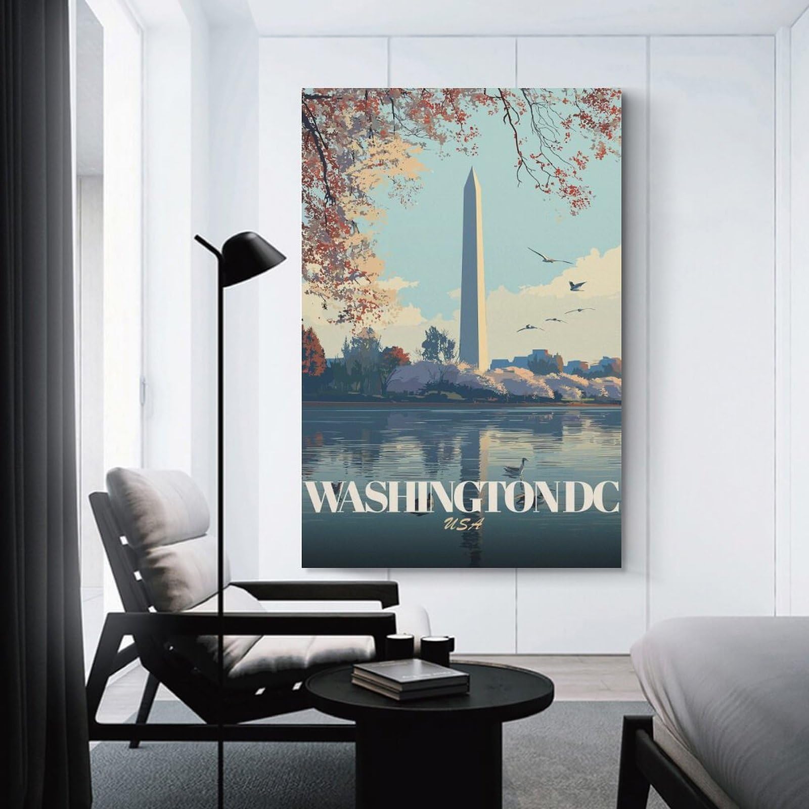 Junmoney Unframe-Style Washington Dc Travel Canvas Wall Picture, 12X18inch(30X45cm), For Front Hall, Corridor Or Welcome Spaces, Wall Decor To Refresh Empty Corners