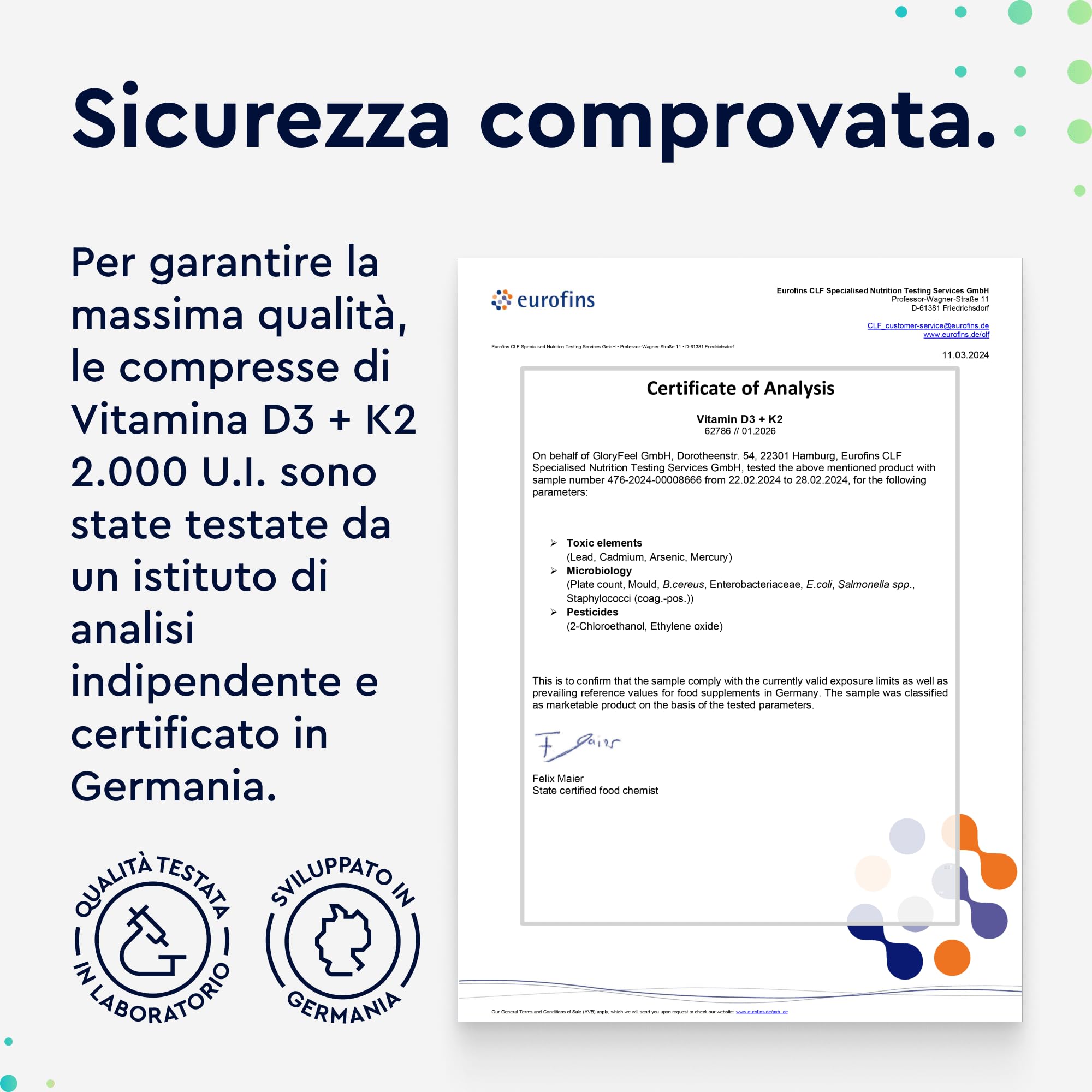 Vitamina D3 + K2 ad alto dosaggio - 200 compresse - Premium: K2VITAL® di Kappa - 99,7% di vitamina K2-MK7 trans + 2000 UI di D3 (1 ogni 2 giorni) - Prodotto di Germania analizzato in laboratorio