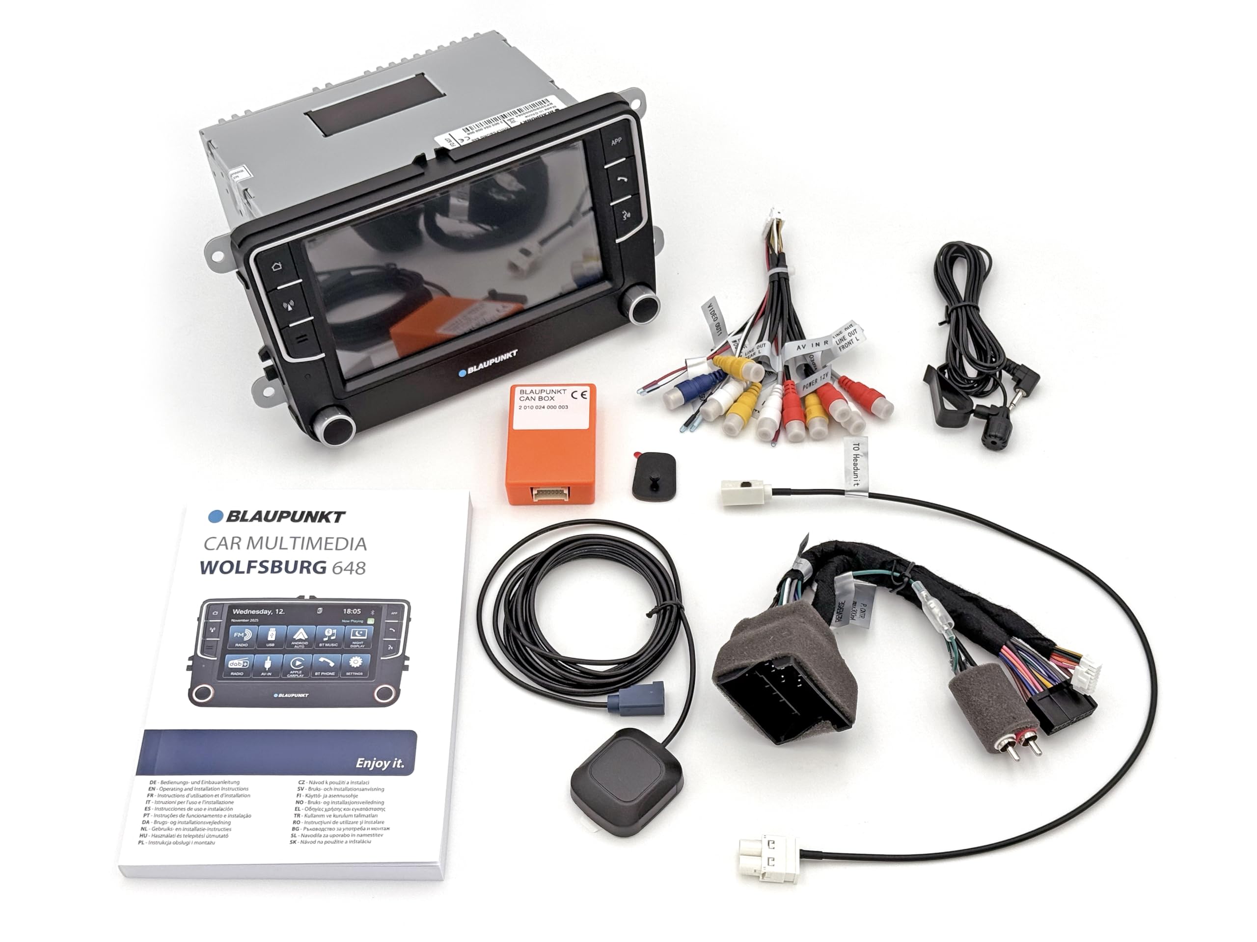 Blaupunkt Wolfsburg 648, Car Multimedia, CAN-Bus Anbindung, 7“ Touchscreen, CarPlay + Android Auto, DAB+, Bluetooth, Freisprecheinrichtung, USB, Aux-Eingang, Rückfahrkamera, 4x45Watt, 12V