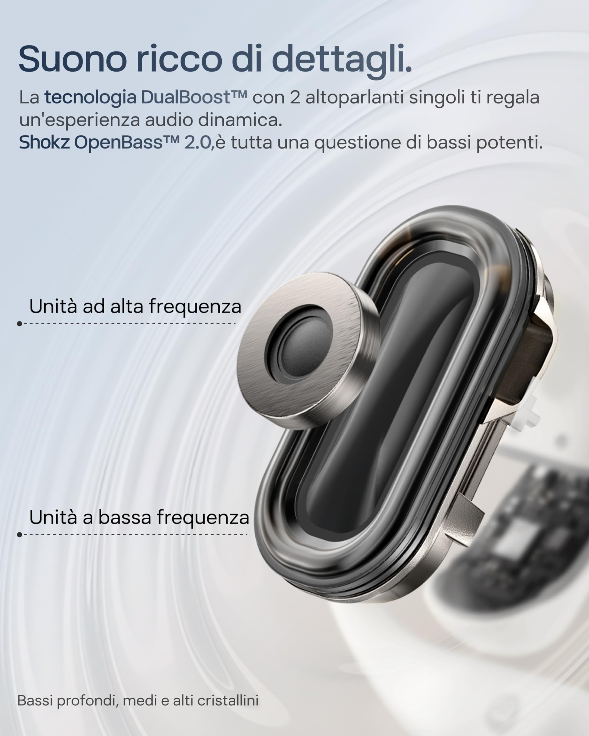 SHOKZ NEW OpenFit 2+ Cuffie Open-Ear con Audio Dolby, Auricolari Comodi con Ganci Morbidi, 48H di Riproduzione, Resistenza all’Acqua IP55, Ricarica Rapida USB-C e Wireless, Custodia Inclusa, Nero