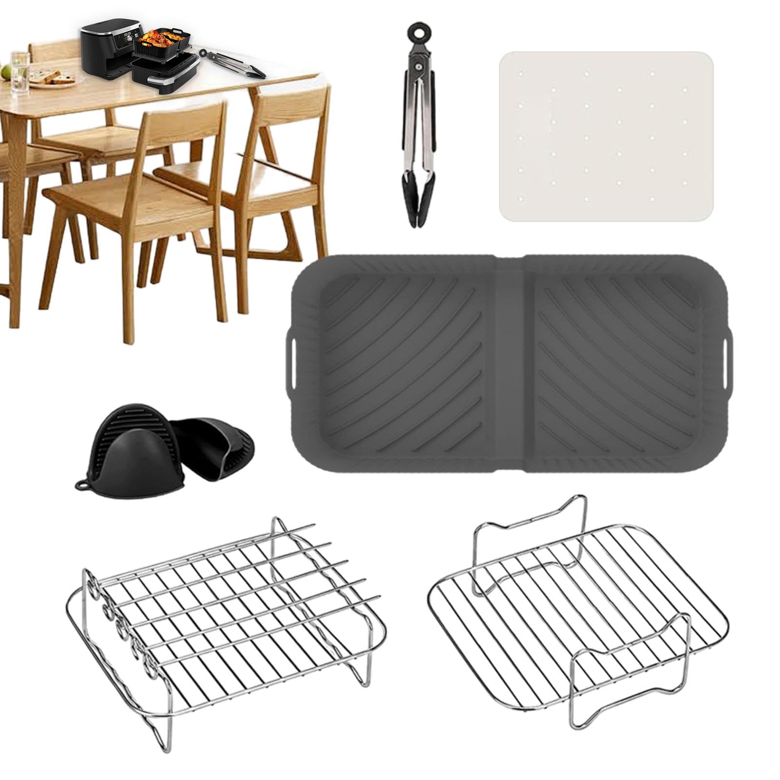 Rivestimento in silicone per friggitrice ad aria, rivestimenti in silicone per friggitrice ad aria - Teglia da forno riutilizzabile - per il forno da cucina, inclusi fogli di rivestimento, g